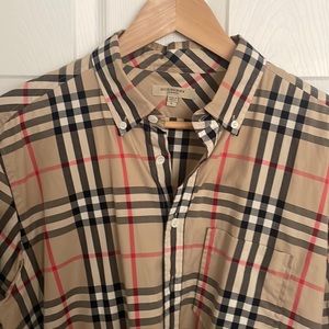 Burberry button down. Beige vintage check shirt.